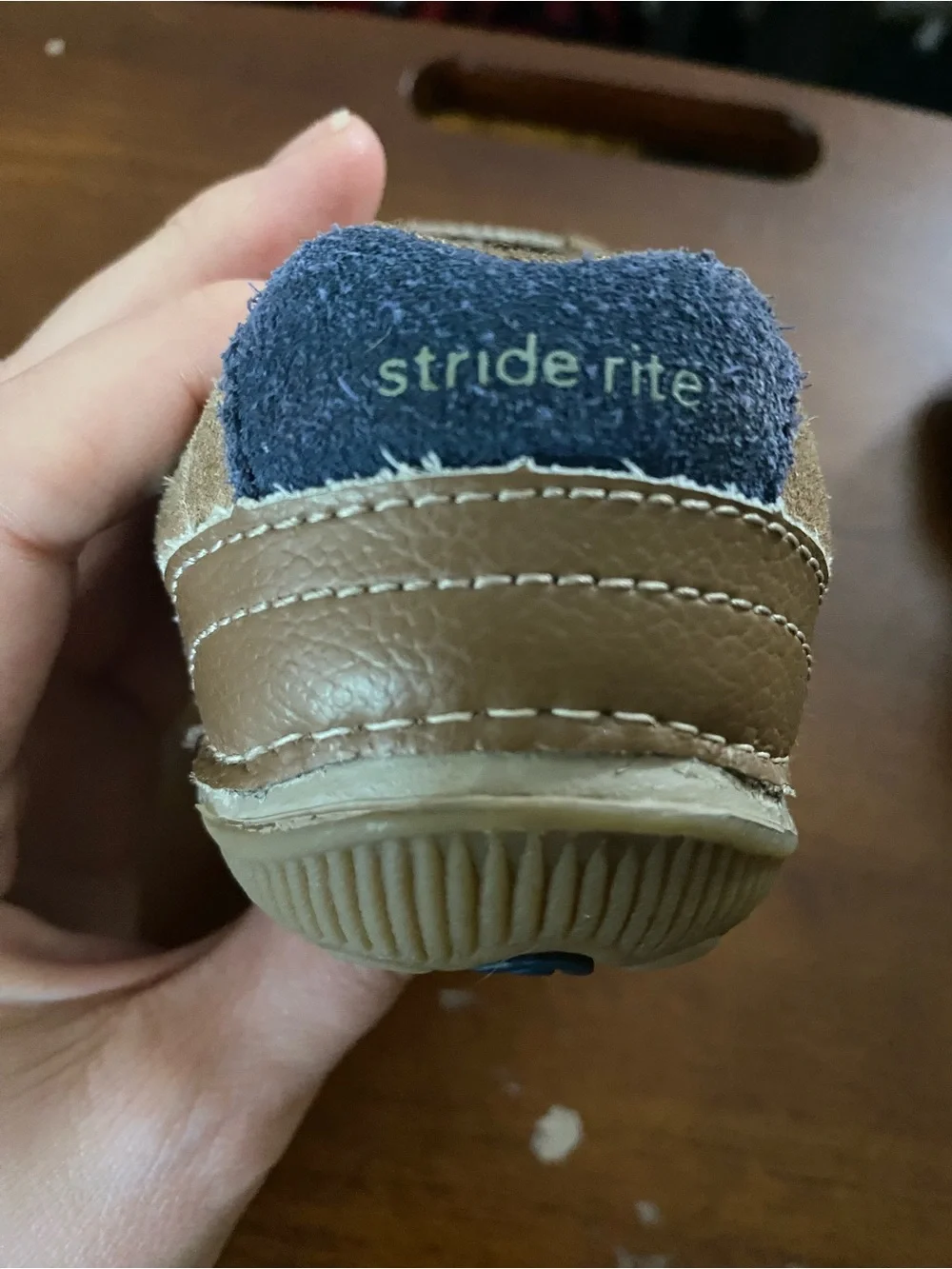 Stride Rite Brown and Navy Toddler Hook-and-Loop Sneakers